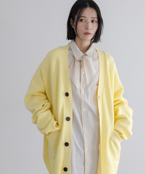 LOWRYS FARM（ローリーズファーム）の「【LFM(U)】スウェットライクニットカーディガン　 646593（カーディガン/ボレロ・メンズ・グレー/ネイビー/イエロー・FREE）」の3枚目の写真