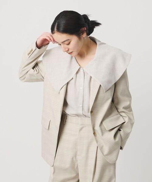 BEAUTY&YOUTH UNITED ARROWS(ビューティーアンドユースユナイテッドアローズ)の「ポリエステルブレンド チェック テーラードジャケット(テーラードジャケット・レディース・ベージュ・S/M)」の4枚目の写真