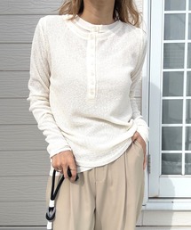 Q | シアーヘンリーネックプルオーバー(Tシャツ/カットソー)