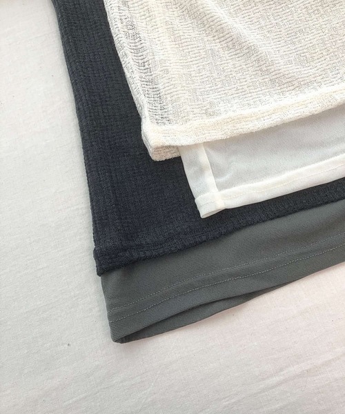 Q（キュー）の「シアーヘンリーネックプルオーバー（Tシャツ/カットソー・レディース・ブラック/アイボリー・MEDIUM）」の17枚目の写真