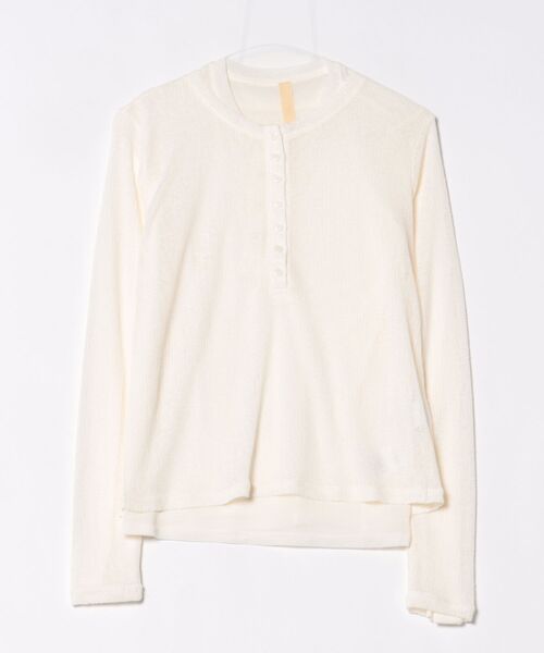 Q（キュー）の「シアーヘンリーネックプルオーバー（Tシャツ/カットソー・レディース・ブラック/アイボリー・MEDIUM）」の3枚目の写真