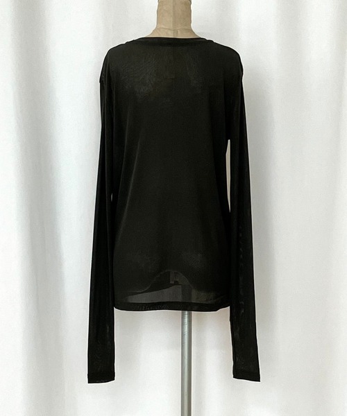 Q（キュー）の「シアーヘンリーネックプルオーバー（Tシャツ/カットソー・レディース・ブラック/アイボリー・MEDIUM）」の14枚目の写真