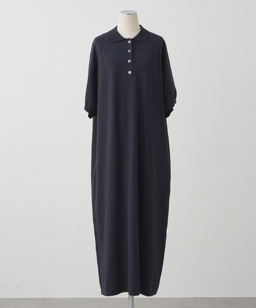 PUAL CE CIN（ピュアルセシン）の「ニットポロワンピース（ワンピース・レディース・ネイビー/ライトグレー・FREE）」の2枚目の写真