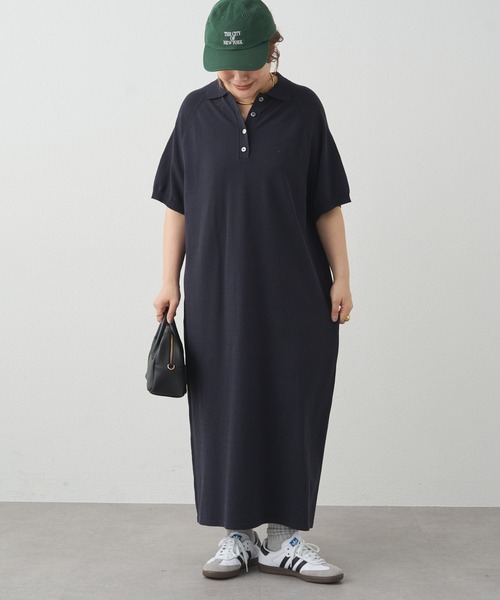 PUAL CE CIN（ピュアルセシン）の「ニットポロワンピース（ワンピース・レディース・ネイビー/ライトグレー・FREE）」の3枚目の写真