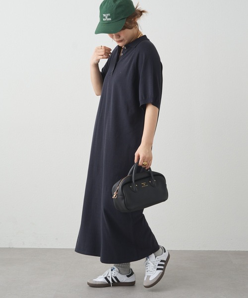 PUAL CE CIN（ピュアルセシン）の「ニットポロワンピース（ワンピース・レディース・ネイビー/ライトグレー・FREE）」の4枚目の写真