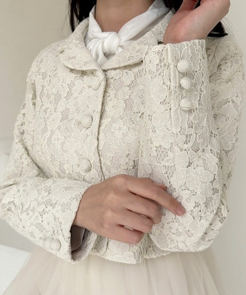 an another angelus（アンアナザーアンジェラス）の「【セットアップ対応】総レースショートジャケット（その他アウター・レディース・ピンクベージュ/アイボリー・FREE）」の6枚目の写真