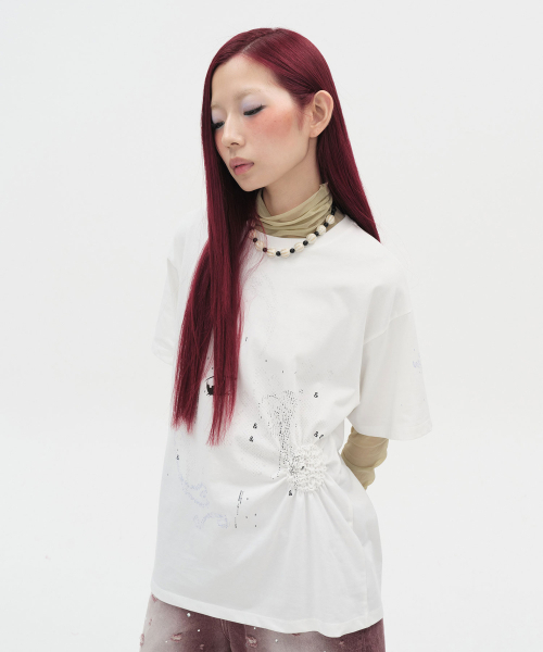 TYPESERVICE（タイプサービス）の「Scattered Ruched Top [White]（Tシャツ/カットソー・レディース・その他・FREE）」の2枚目の写真