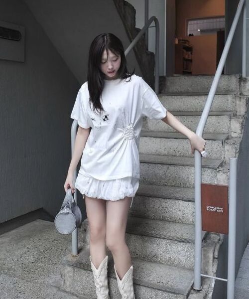 TYPESERVICE（タイプサービス）の「Scattered Ruched Top [White]（Tシャツ/カットソー・レディース・その他・FREE）」の6枚目の写真