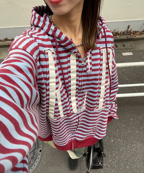 RePRODUCTION LABEL（リプロダクションレーベル）の「【RePRODUCTION LABEL / リプロダクションレーベル】ZIPフーディー（パーカー・レディース・ブラック/チャコールグレー/サックスブルー・FREE）」の3枚目の写真