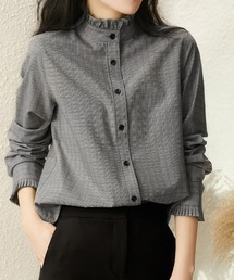 TOGA PULLA/トーガプルラ】Typewriter check S/S blouse/タイプ 