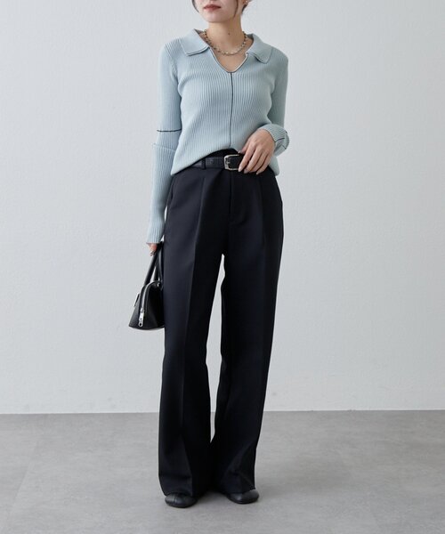 Lui's（ルイス）の「ストレッチツイルワイドパンツ（その他パンツ・レディース・ブラック/ダークグレー・36/38）」の15枚目の写真