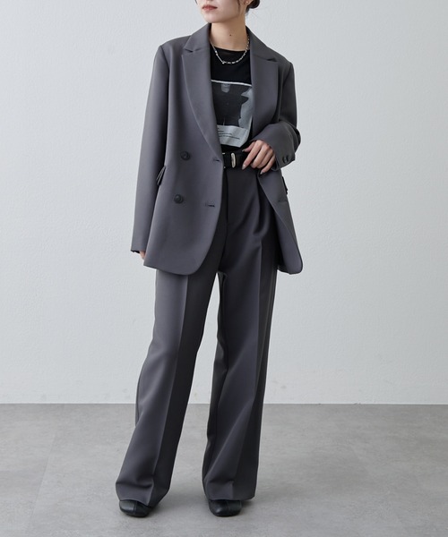 Lui's（ルイス）の「ストレッチツイルワイドパンツ（その他パンツ・レディース・ブラック/ダークグレー・36/38）」の5枚目の写真