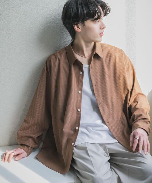 SENSE OF PLACE by URBAN RESEARCH（センスオブプレイスバイアーバンリサーチ）の「マイクロチェックレギュラーカラーシャツ（シャツ/ブラウス・メンズ・ライトブルー/ライトベージュ/ブラウン・LARGE/MEDIUM）」の6枚目の写真