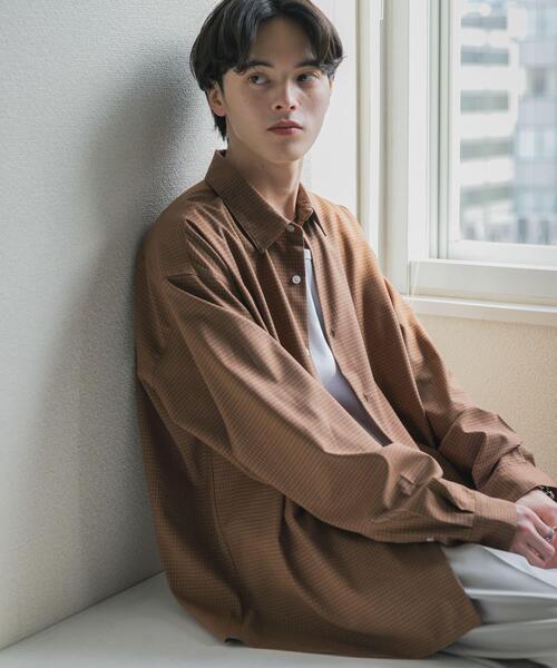 SENSE OF PLACE by URBAN RESEARCH（センスオブプレイスバイアーバンリサーチ）の「マイクロチェックレギュラーカラーシャツ（シャツ/ブラウス・メンズ・ライトブルー/ライトベージュ/ブラウン・LARGE/MEDIUM）」の8枚目の写真