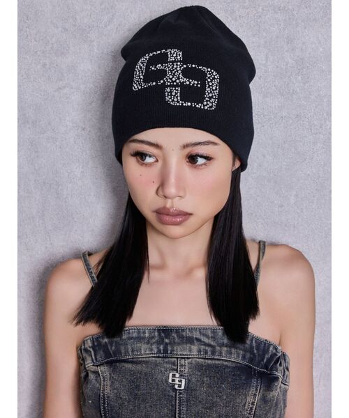 GYDA（ジェイダ）の「GG bijouニットCAP（ニットキャップ/ビーニー・レディース・オフホワイト/ブラック・FREE）」の4枚目の写真