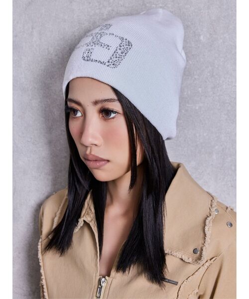 GYDA（ジェイダ）の「GG bijouニットCAP（ニットキャップ/ビーニー・レディース・オフホワイト/ブラック・FREE）」の12枚目の写真