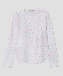 TYPESERVICE（タイプサービス）の「Flower Applique Curve Top [Pink]（Tシャツ/カットソー）」