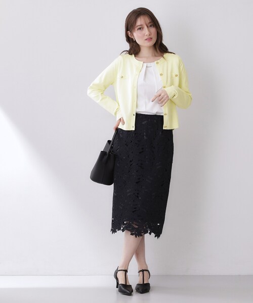 index（インデックス）の「ボクシークルーネックカーディガン【洗濯機OK】《5col》（カーディガン/ボレロ・レディース・ネイビー/オフホワイト/オレンジ系/ライトイエロー系・40/38/36）」の10枚目の写真