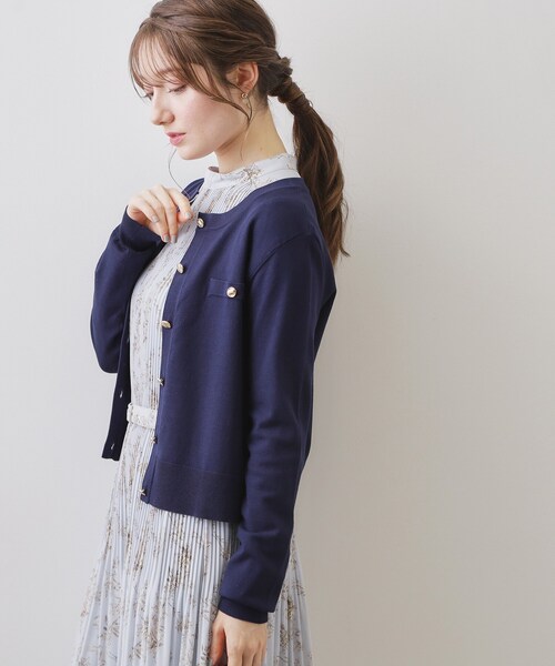 index（インデックス）の「ボクシークルーネックカーディガン【洗濯機OK】《5col》（カーディガン/ボレロ・レディース・ネイビー/オフホワイト/オレンジ系/ライトイエロー系・40/38/36）」の17枚目の写真