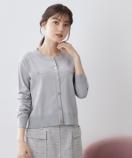 index（インデックス）の「ボクシークルーネックカーディガン【洗濯機OK】《5col》（カーディガン/ボレロ・レディース・ネイビー/オフホワイト/オレンジ系/ライトイエロー系・40/38/36）」の21枚目の写真