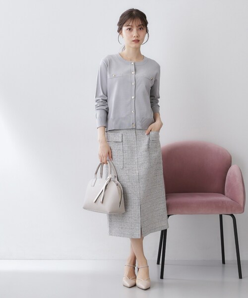 index（インデックス）の「ボクシークルーネックカーディガン【洗濯機OK】《5col》（カーディガン/ボレロ・レディース・ネイビー/オフホワイト/オレンジ系/ライトイエロー系・40/38/36）」の22枚目の写真