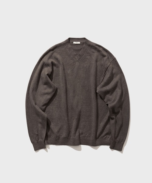 ATON(エイトン)の「【ATON / エイトン】LINEN SHORT FUR V-NECK SWEATER(ニット/セーター・メンズ・オフホワイト/ダークグレー・6/4)」の10枚目の写真