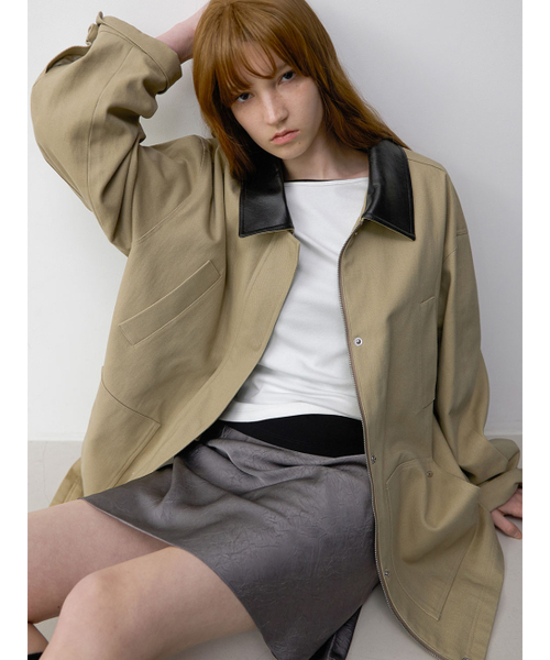 ATELIER NAIN(アトリエナイン)の「CORA LEATHER COTTON JACKET (CT-1482)(その他アウター・レディース・ベージュ・FREE)」の2枚目の写真