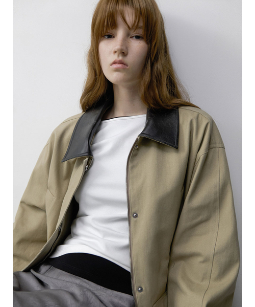 ATELIER NAIN(アトリエナイン)の「CORA LEATHER COTTON JACKET (CT-1482)(その他アウター・レディース・ベージュ・FREE)」の3枚目の写真