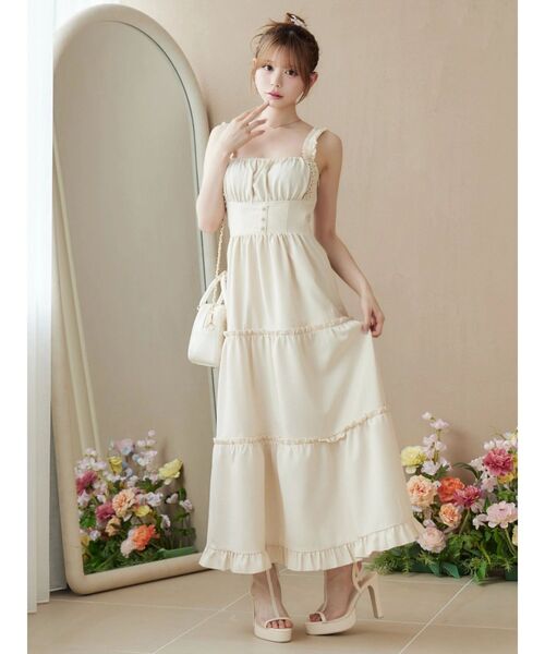 EATME(イートミー)の「コルセットライクティアードワンピース(ワンピース・レディース・レッド/ブラック/アイボリー・MEDIUM/SMALL)」の2枚目の写真