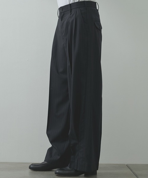 KHOKI(コッキ)の「【KHOKI/コッキ】Pleated Stripe Summer Wool Pants(スラックス・メンズ・ブラック/グレー/ベージュ・2/1)」の19枚目の写真