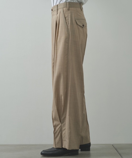 KHOKI/コッキ】Pleated Stripe Summer Wool Pants（スラックス
