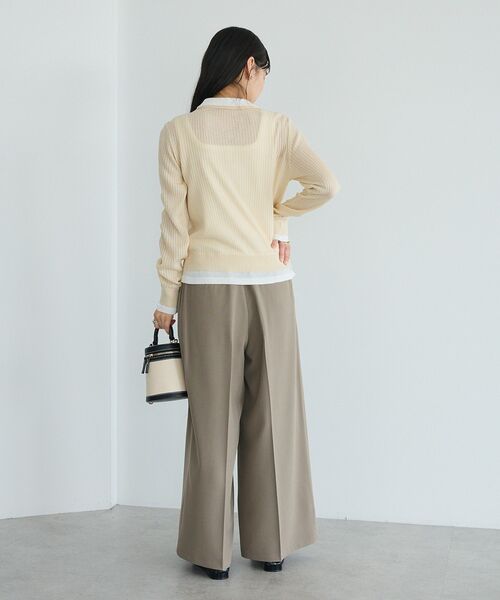 CRAFT STANDARD BOUTIQUE(クラフトスタンダードブティック)の「レイヤードポロ衿カーディガン(カーディガン/ボレロ・レディース・ライトグレー/アイボリー・FREE)」の10枚目の写真