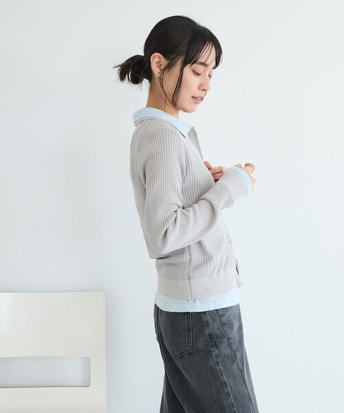 CRAFT STANDARD BOUTIQUE(クラフトスタンダードブティック)の「レイヤードポロ衿カーディガン(カーディガン/ボレロ・レディース・ライトグレー/アイボリー・FREE)」の13枚目の写真