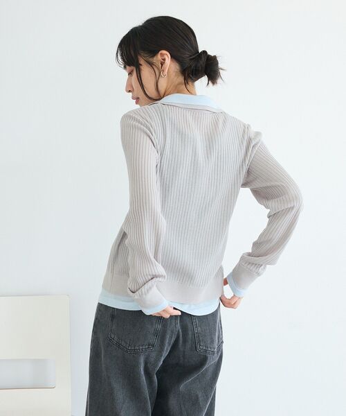 CRAFT STANDARD BOUTIQUE(クラフトスタンダードブティック)の「レイヤードポロ衿カーディガン(カーディガン/ボレロ・レディース・ライトグレー/アイボリー・FREE)」の14枚目の写真