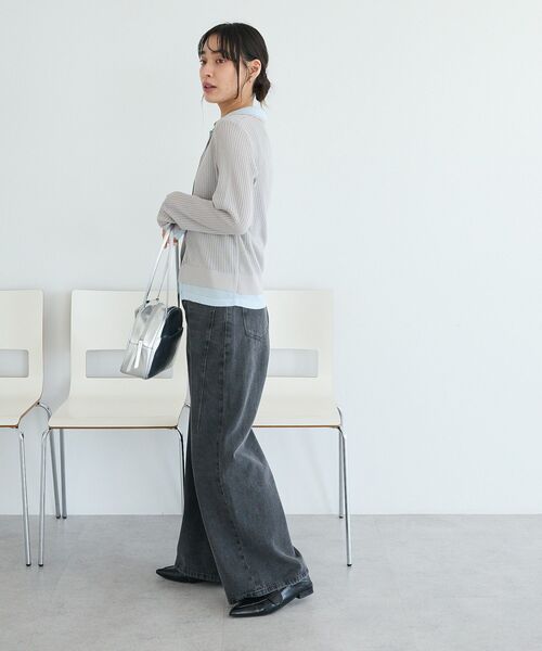 CRAFT STANDARD BOUTIQUE(クラフトスタンダードブティック)の「レイヤードポロ衿カーディガン(カーディガン/ボレロ・レディース・ライトグレー/アイボリー・FREE)」の17枚目の写真