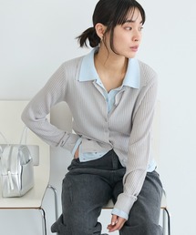 レイヤードポロ衿カーディガン