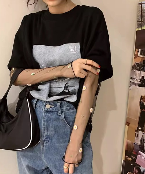 IRADOWL(アイラドール)の「デイジー柄刺繍シアートップス(Tシャツ/カットソー・レディース・ライトグレー/ピンク/ブラック/ホワイト/アイボリー・FREE)」の19枚目の写真