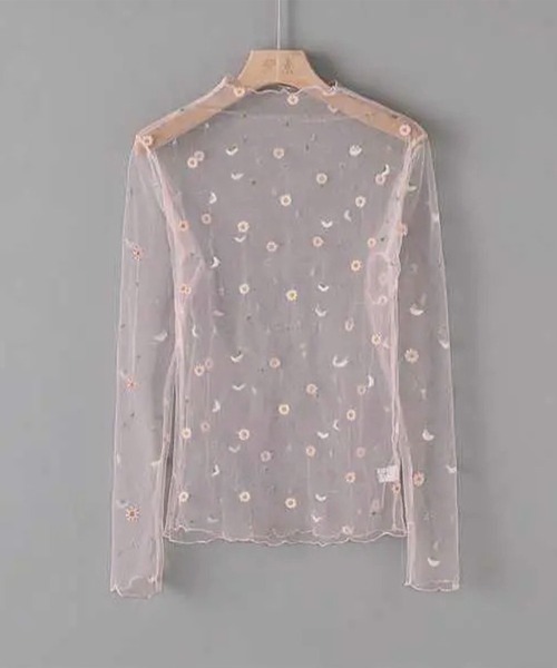 IRADOWL(アイラドール)の「デイジー柄刺繍シアートップス(Tシャツ/カットソー・レディース・ライトグレー/ピンク/ブラック/ホワイト/アイボリー・FREE)」の11枚目の写真