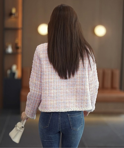 LUCPY(ラクピー)の「ツイードジャケット(その他アウター・レディース・ピンク・X-LARGE/LARGE/MEDIUM/SMALL)」の4枚目の写真