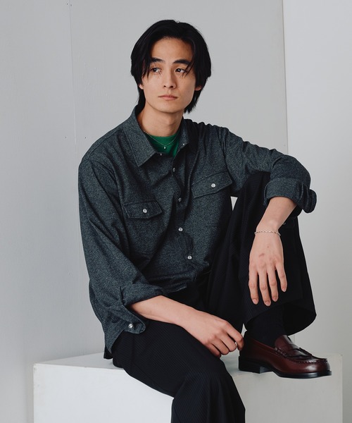 Adoon plain（アドーンプレーン）の「Pique-Like Snap Pocket Shirt / 鹿の子ライクスナップポケットシャツ（シャツ/ブラウス・メンズ・ライトピンク/チャコールグレー・MEDIUM/LARGE）」の22枚目の写真