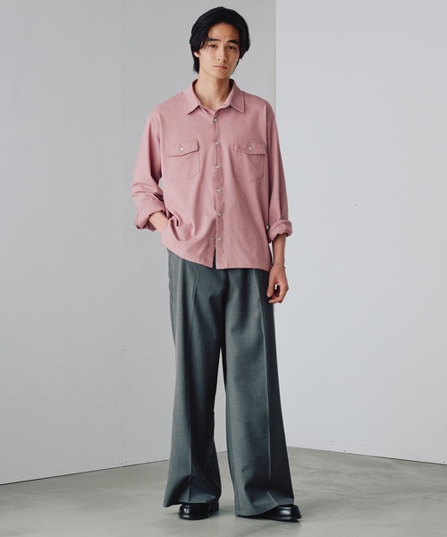 Adoon plain（アドーンプレーン）の「Pique-Like Snap Pocket Shirt / 鹿の子ライクスナップポケットシャツ（シャツ/ブラウス・メンズ・ライトピンク/チャコールグレー・MEDIUM/LARGE）」の10枚目の写真