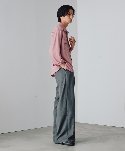 Adoon plain（アドーンプレーン）の「Pique-Like Snap Pocket Shirt / 鹿の子ライクスナップポケットシャツ（シャツ/ブラウス・メンズ・ライトピンク/チャコールグレー・MEDIUM/LARGE）」の13枚目の写真
