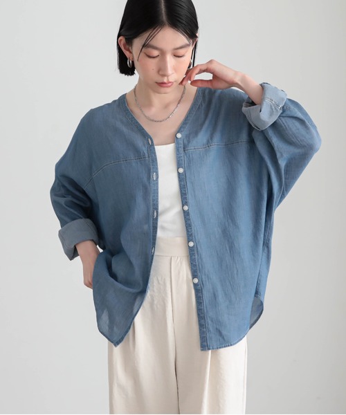 for/c(フォーシー)の「シアーデニムカーデシャツ【サスティナブル】(シャツ/ブラウス・レディース・ライトブルー/グレー・M/L)」の7枚目の写真