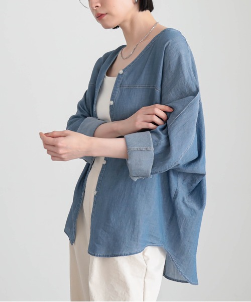 for/c(フォーシー)の「シアーデニムカーデシャツ【サスティナブル】(シャツ/ブラウス・レディース・ライトブルー/グレー・M/L)」の8枚目の写真