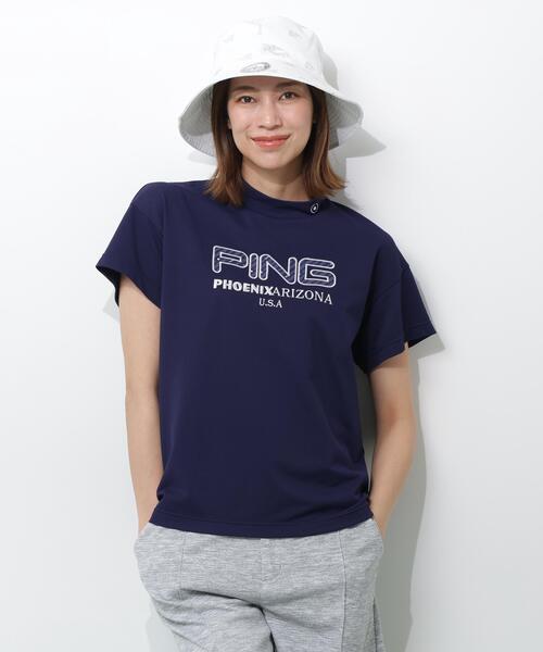 PING(ピン)の「【PING APPAREL】アップリケ半袖ハイネックシャツ <NATIVE> (LADIES)(Tシャツ/カットソー・レディース・ブルー/ネイビー/ベージュ/ホワイト・M/S/L/LL)」の4枚目の写真
