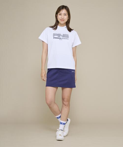 PING(ピン)の「【PING APPAREL】アップリケ半袖ハイネックシャツ <NATIVE> (LADIES)(Tシャツ/カットソー・レディース・ブルー/ネイビー/ベージュ/ホワイト・M/S/L/LL)」の2枚目の写真