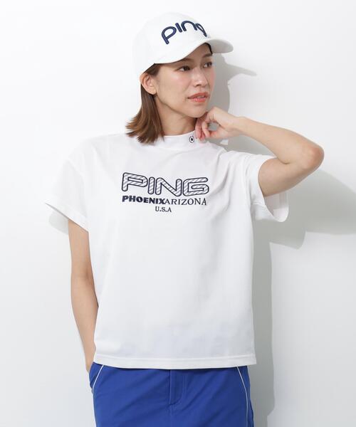 PING(ピン)の「【PING APPAREL】アップリケ半袖ハイネックシャツ <NATIVE> (LADIES)(Tシャツ/カットソー・レディース・ブルー/ネイビー/ベージュ/ホワイト・M/S/L/LL)」の5枚目の写真