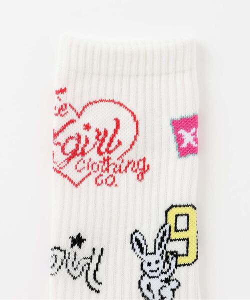 X-girl Stages（エックスガールステージス）の「MIXロゴ クルーリブソックス（ソックス/靴下・キッズ・オフホワイト/ブラック/ラベンダー・13-15cm/19-21cm/17-19cm/15-17cm）」の8枚目の写真