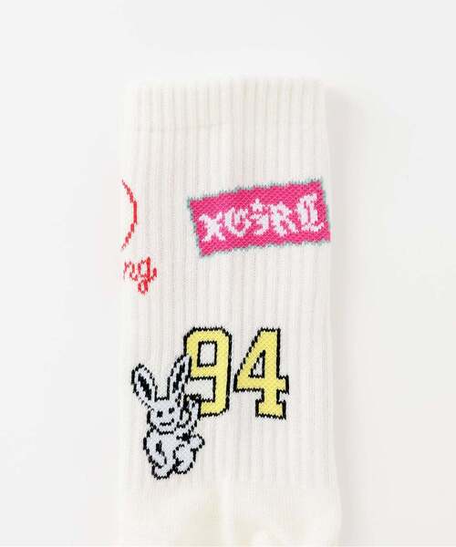 X-girl Stages（エックスガールステージス）の「MIXロゴ クルーリブソックス（ソックス/靴下・キッズ・オフホワイト/ブラック/ラベンダー・13-15cm/19-21cm/17-19cm/15-17cm）」の10枚目の写真