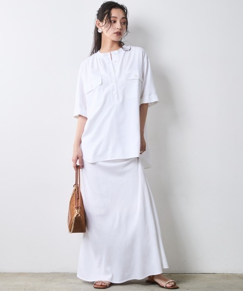 CHIC STYLE(シックスタイル)の「ナローマキシスカート<大きいサイズ有>シックスタイル(スカート・レディース・オフホワイト/モカ/ネイビー・5L/4L/3L/LL/L/M)」の21枚目の写真